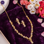 Shringarz Elegant Gold-Plated Floral Necklace & Earrings Set for Women | Crystal Studded Fashion Jewellery