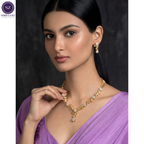 Shringarz Elegant Gold-Plated Floral Necklace & Earrings Set for Women | Crystal Studded Fashion Jewellery
