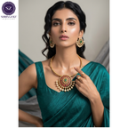 Shringarz Royal Kundan Pearl Pendant Necklace Set for Women | Gold-Plated Traditional Ethnic Jewellery